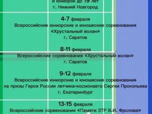 Афиша соревнований. Февраль 2026